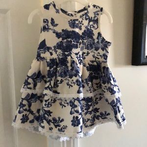 SHEIN | Baby Floral Print Guipure Lace Trim Layered Hem Dress